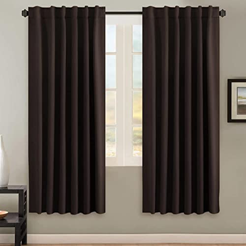 Image of H.VERSAILTEX Blackout Curtains Thermal Insulated Window Treatment Panels Room Darkening Blackout Drapes for Living Room Back Tab /Rod Pocket Bedroom Draperies, 52 x 72 Inch, Chocolate Brown, 2 Panels
