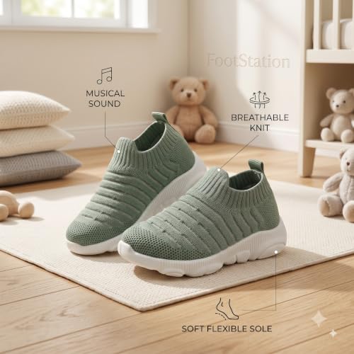 Image of Infant Shoes for Baby Boys & Girls | Musical Sound Walking Shoes | First Walker Shoes for Toddlers | Lightweight Breathable Knit Sneakers | Soft Sole Comfortable Slip On Shoes for Newborns, Babies & Kids