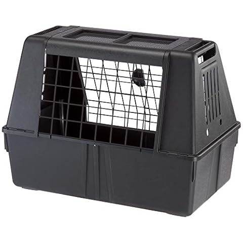 Ferplast Atlas Vehicle SUV Dog Crate, Assembled Car Dog Crate Measures 32L x 20W x 24H & is Ideal for Small to Medium Dog Breeds, Black Cover