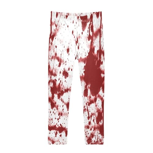 Leggings for Girls Size 9-10 Bloody Splashes Red Soft Comfy Girls' Footless Leggings Funny Kids Teens Printed Yoga Pants for Dance Sports Workout