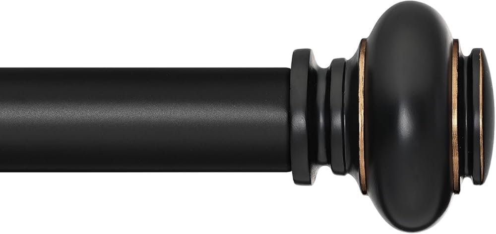 Gardinenstange 28 Bis 120 Zoll,Gardinenstange,Duschvorhangstange,Gardinenstange mit Endkappendesign,für Küche,Fenster,Fenster(Size:28-120in,Color:schwarz)