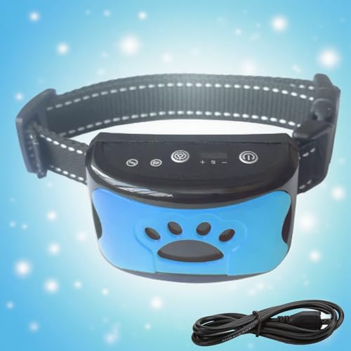 Collar antiladridos Perros–Collar adiestramiento Perros Ajustable,corrige ladridos con Sonido y vibración,sin choques ni ultrasonidos, Recargable e Impermeable,Evita molestias a los vecinos (Azul)