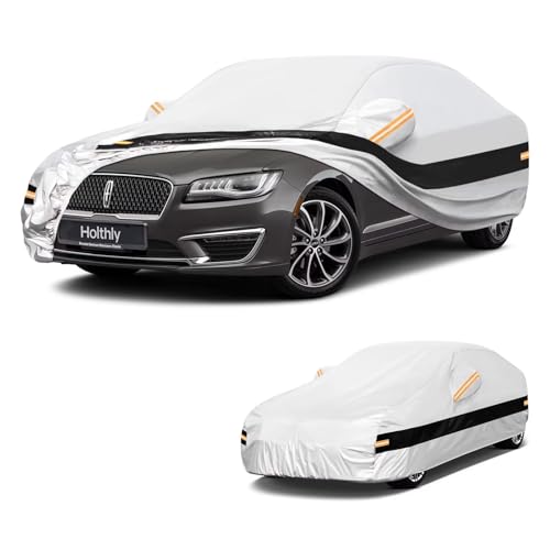 Image of 10 Layers Sedan Car Cover Custom Fit for Lincoln MKZ (2013-2026), Waterproof All Weather for Automobiles, Outdoor Full Cover Sun Dust Rain Protection with Cotton. Silver