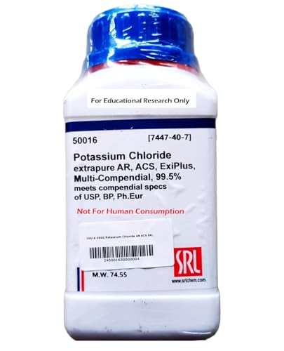 Image of SRL Potassium Chloride extrapure ACS Grade,99.5%, CAS : 7447-40-7, Molecular Formula : KCl, Molecular Weight : 74.55, Storage Room Temperature, Shelf Life 60 Months for laboratory and industrial use