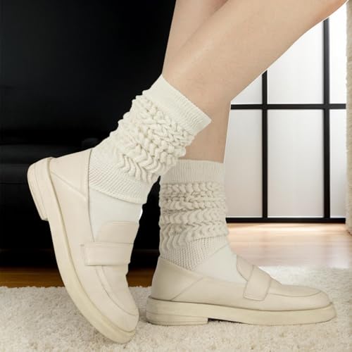 2Pairs Womens Scrunch Socks Extra Long Breathable & Soft Girls Slouch Socks Free Size Beige & Camel Tube Women for Girls Children Shoes Supplies Womens Scrunch4