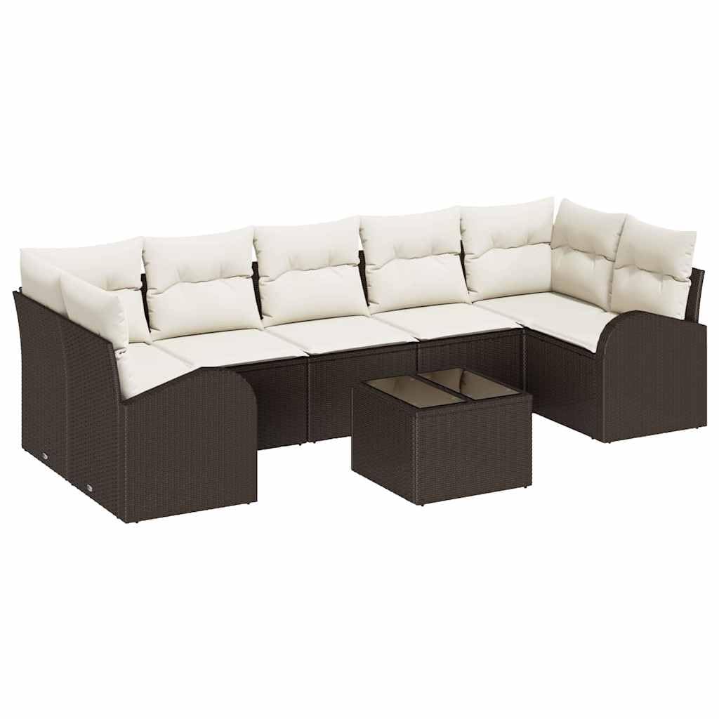 Zestaw sofy ogrodowej, brązowy, polirattanowy, 289 x 124 x 85 cm ze stołem, modułowy leżak ogrodowy, sofa na meble balkonowe, ławka ogrodowa i meble wypoczynkowe, na relaksujące letnie
