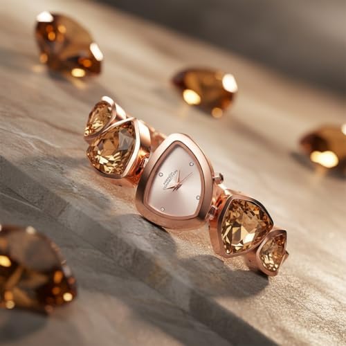 Image of French Connection Asymra Sunray Rose Gold Dial with Crystal Bracelet Analog Watch for Women - FCN0205RGM