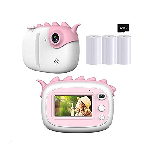 Sofortdruckkamera für Kinder 1080P HD-Kamera mit thermischem Fotopapier Spielzeugkamera für Geburtstagsgeschenke,Rosa