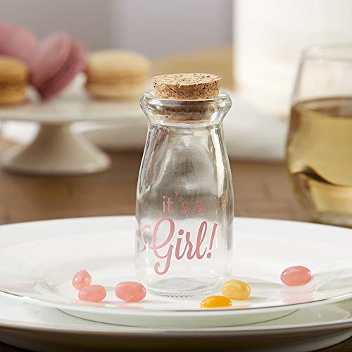 Kate Aspen 12 Piece Vintage Milk Favor Jar, Diy Baby Shower Party Favor, Centerpiece, Bud Vase, It's A Girl/Pink #TOP2