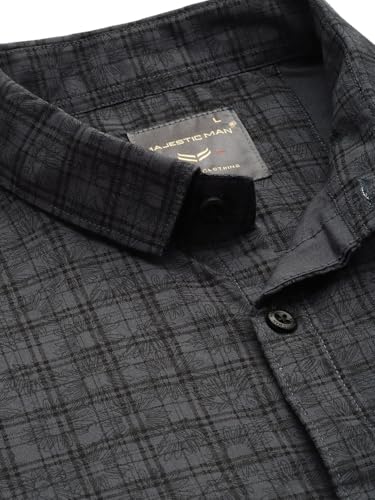 Image of Majestic Man Cotton Checkered Slim Fit Casual Shirt For Men