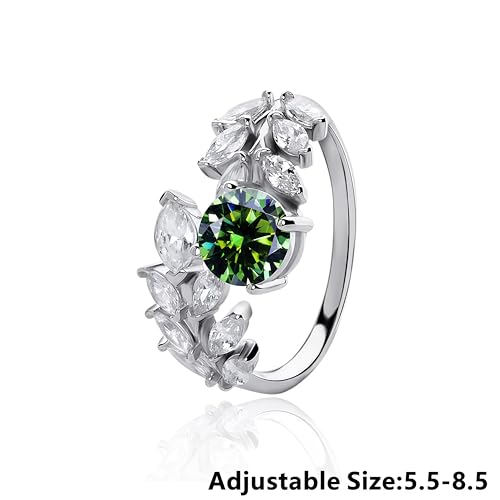 Green/Red/Clear Moissanite Ring Women 925 Sterling Silver 1 Carat Emerald Green Moissanite Promise Ring Anniversary Ring2