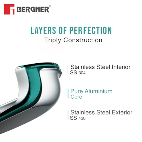 Bergner TriPro TriPly Stainless Steel 12cm Tadka Pan, 500ml Capacity, For Spice Tempering/Seasoning, Long Wire Handle, Laser-Etched Scale, Smooth... - Image 7