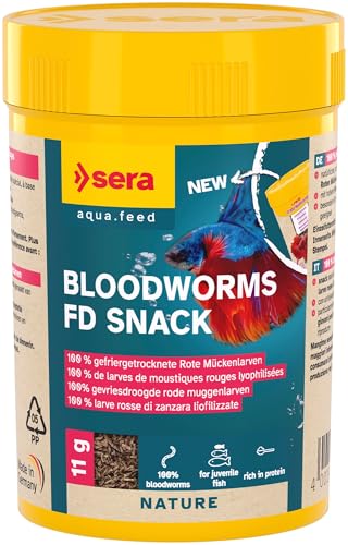 sera FD Rote Mückenlarven Nature 100 ml - Der Leckerbissen für Jungfische und Feinschmecker - Fischfutter fürs Aquarium mit sehr hoher Verwertbarkeit, somit weniger Algen