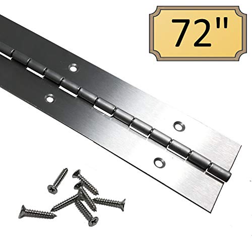 Heavy Duty 2" x 72" 201 Stainless Steel Piano Hinge - .060" Thick - ¾" S.S. Screws Included - 1 Pack