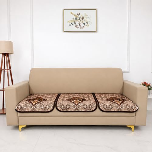 Image of Homerz Premium 'Maharaja Paradise Series' Sofa Cover | Net Fabric Sofa Cover | Washable, Anti-Dust Backed & Wrinkle Resistant Cover (Noor Mahal, 5 (3+1+1) Seater, Only Seat Cover)