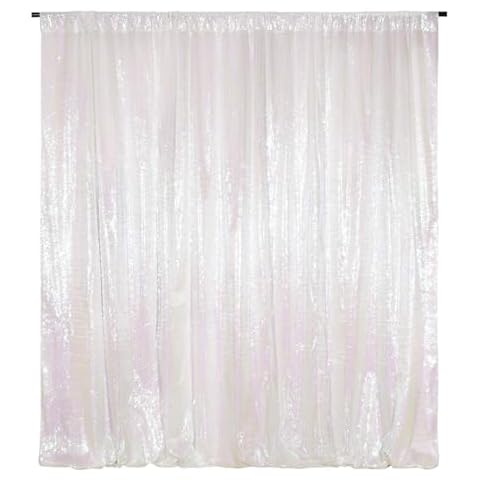 Poise3EHome 6Ft x 8Ft Iridescent Sequin Backdrop, Glitter Thick Satin Sequin Background Drapes, Sparkly Opaque Photography Curtain, Sequence Backdrop for Wedding Party Festival Decor Cover