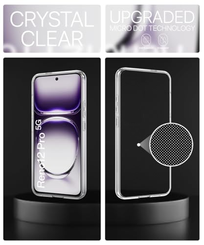 Image of WOW IMAGINE Crystal Clear Transparent Back Case Cover for Oppo Reno 12 Pro 5G | Full Device & Camera Protection Shockproof TPU Silicone Back Cover Case - Transparent