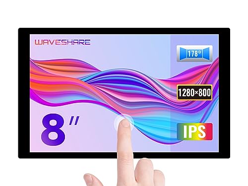 Image of Waveshare 8inch Capacitive Touch LCD IPS Display, Without Back Case, 1280x800 Resolution, HDMI Interface, Compatible with Raspberry Pi 4B /3B+ etc. Support Jetson Nano /PC