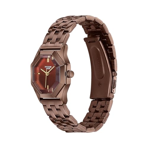 Image of Sonata Poze 8 Quartz Analog with Brown Dial IP Brown Stainless Steel Strap Watch for Women - SP80169QM01W