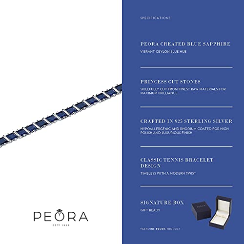 Peora SB3668 14 Carats Created Blue Sapphire Tennis Bracelet thumb #2