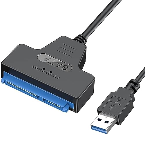 YEELEWO Cable SATA a USB 3.0, adaptador de USB 3.0 a SATA, compatible con discos duros SATA III de 2,5' y SSD (USB 3.0)