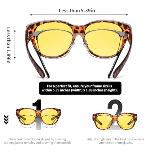 Image of GEGURI Polarized Sunglasses Fit Over Glasses for Men Women, Oversized Square Sun Glasses UV400 Protection Shades