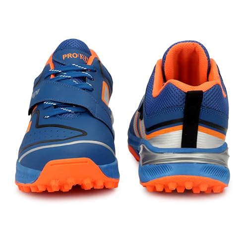 Image of PRO KVH Plus 2.0 Cricket Shoes for Men's White Red Orange Blue - Fast Strap Rubber Spikes, Lightweight,Performance, Comfort, and Durability Shoe for All-Round Performance