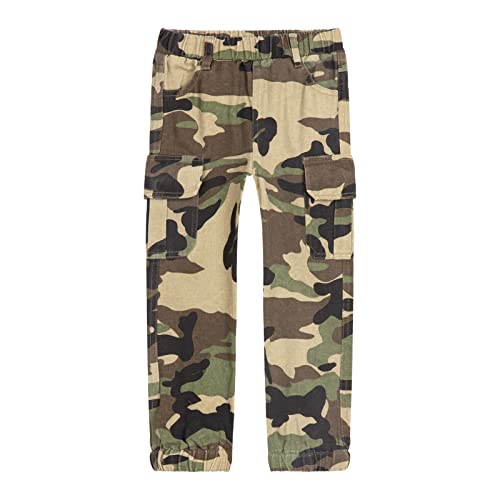 LittleSpring Boys Pull-On Cargo Pants Elastic Waist with Hoop