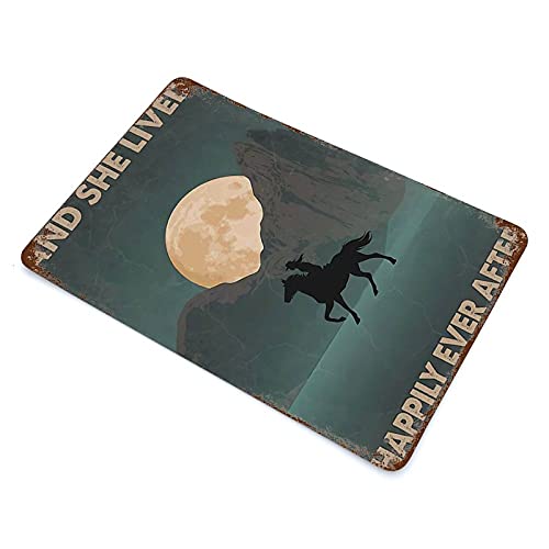 Graman Vintage Metal Tin Sign And She Lived Happily Ever After Tin Sign Horse Decor Horse Lover Metal Tin Sign Horse Riding Wall Sign Wall Plaque Poster 12X8 Inch #TOP2