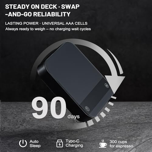Image of KitchenTour CafeMetric Coffee Scale with Timer 0.1g /2000g - Precision Small Scale for Espresso & Pour Over - Mini Scale with LED Display Recharge Black