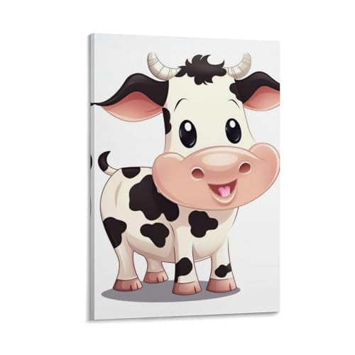 Toile mur art vache dessin animé cadre 50x75cm pour mur vide