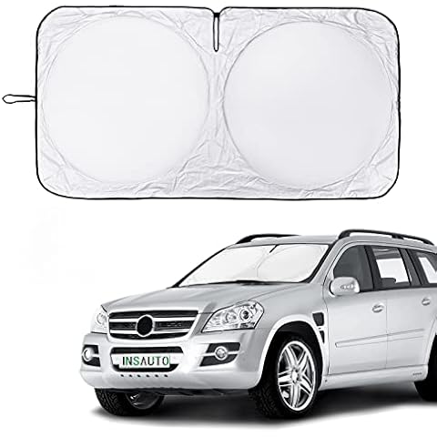 INSAUTO Windshield Sun Shade Compatible with Mercedes Benz Front Window Sunshades 210T Reflective Polyester Sun Visor Protector Cool Car Accessories M(63" x33.5") Cover