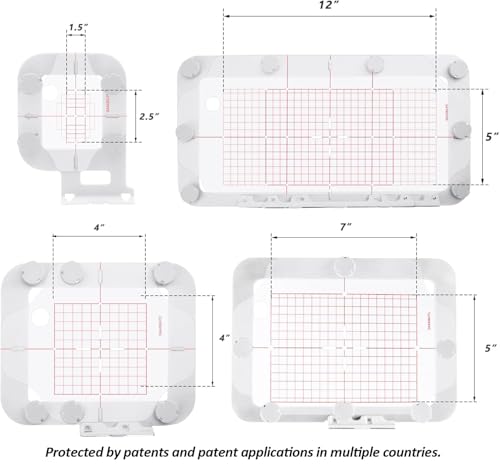 Image of Sew Tech Magnetic Embroidery Hoop for Brother PE900 PE800 SE2000 SE1900 PE770 NS2850D NS1250E NS2750D PE780D PE750D PE700 PE700II 1250 1200 PC8500 Brother Babylock Embroidery Machine (4in1-AM Set)