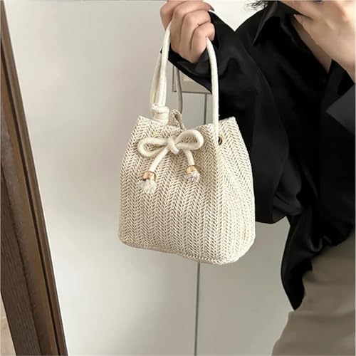 Straw Bags Cute Handbag Summer Beach Crossbody Purse Women Small Straw Crossbody Purse Adjustable Strap With Drawstring4