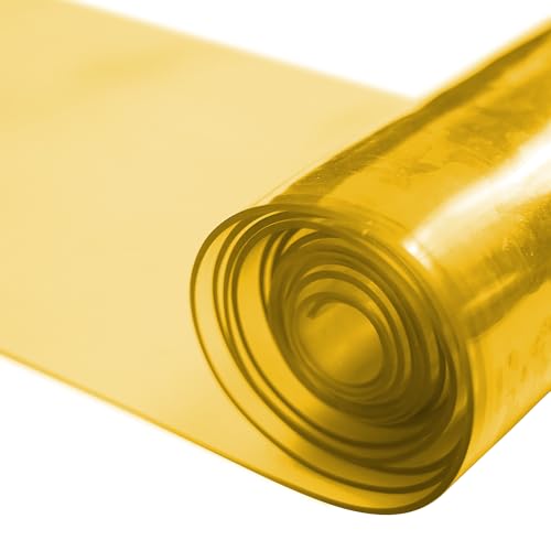 Image of Yellow Kit PVC Smooth Plastic Strip Door Curtain 6x7 ft. (72x84.2 in) Standard Clear Waterproof Commercial Walk in Freezers Warehouse Garage Gate Doorway Clean Rooms Heavy Duty Vinyl 1173