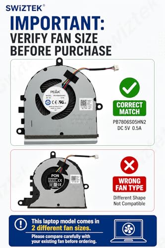 Image of Swiztek CPU Cooling Fan for Dell Inspiron 5570 3580 3593 0FX0M0 | Compatible with Dell Inspiron 5570, 5575, 3580, 3585, 3593, 3780, 3793. P /N 0FX0M0, DFS1503055P0T.