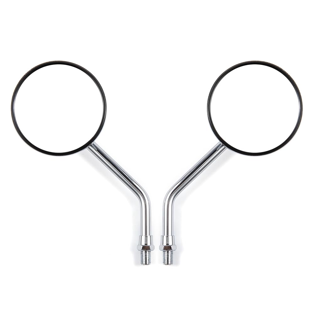 Rétroviseur de moto rond chromé de 3" avec vis de 10 mm pour guidon de moto - Pour scooter, ATV, Cafe, Racer, Dirt Bikes