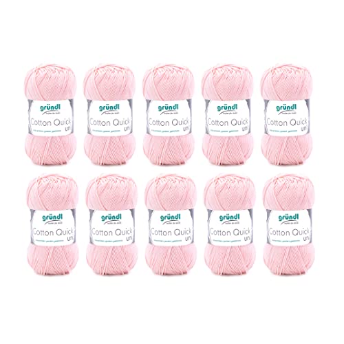 Gründl Cotton Quick Uni knitting/crochet yarn, 10 balls à 50 g (colourful yarn made of 100% cotton, OEKO-TEX certified