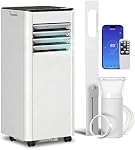 HOMCOM 10000 BTU Portable Air Conditioner, 4-in-1 AC Unit with Cool, Dehumidifier, Fan, Sleep, WiFi Voice Remote Control, 24H Timer, 2 Speeds, Window Kit, for Room up to 441 Sq. ft