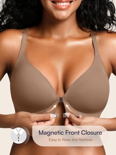 Image of Racerback Bras with Metal Magnetic Front Closure - S-XL Wireless for Women No Underwire Seamless Supportive Bralettes