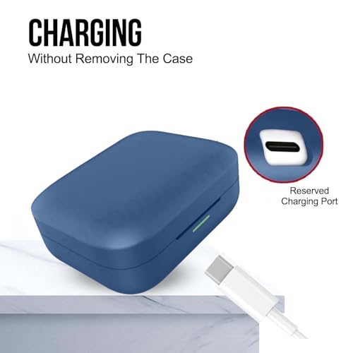 Image of Soft Silicone Case Cover for Realme Buds Air 7 | 7 Pro (Lanyard, Blue)