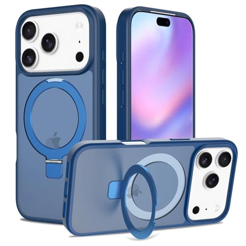 Image of Magnetic for iPhone 17 Pro Case, 6.3 inch, Compatible with MagSafe, Rugged Kickstand, Not-Yellowing Military-Grade Protection, Matte Blue
