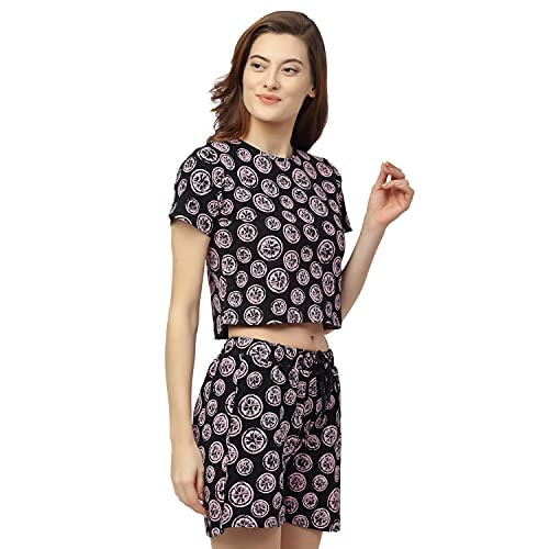 Image of RIGO Printed Waffle Knit Tie & Dye Top and Shorts Co-ord Set for Women | Half Sleeves & Sleeveless Co-ords Set for Women | Stylish Dresses for Women | Night Wear, Beach Wear, Vacation Wear Outfit