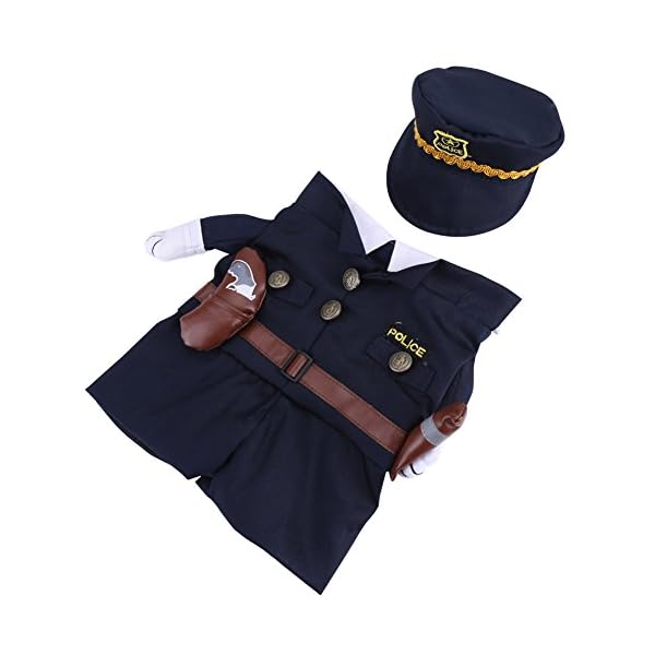 Policeman costume outfits with hat pet dog cat halloween costumes the police for party christmas special events costume uniform with hat funny pet (s) - image 3