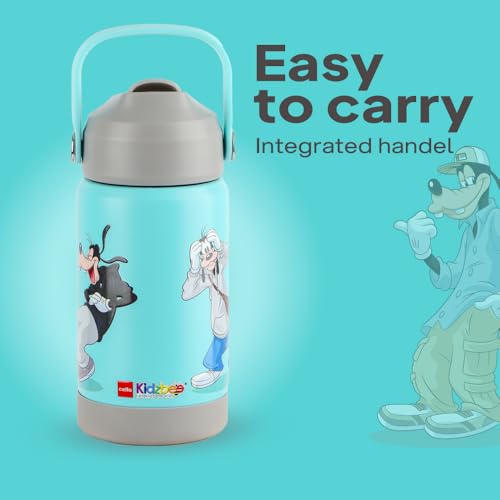 Image of CELLO Kidzbee Gen Alpha Stainless Steel Kids Flask Water Bottle 370 ml | 3D Goofy Touch & Feel Design, Leakproof Lightweight Easy to Carry Hot and Cold Kids Flask Water Bottle for School & Travel
