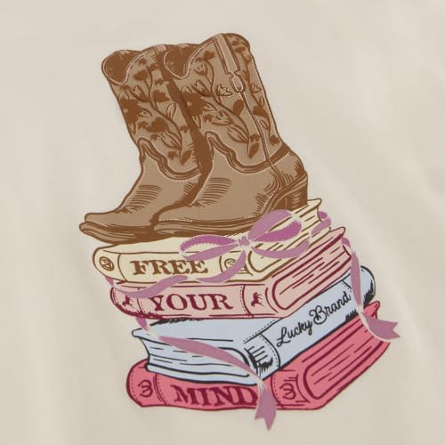 Image of Lucky Brand Girls' Long Sleeve Graphic T-Shirt, Tagless Cotton Tee with Fun Designs