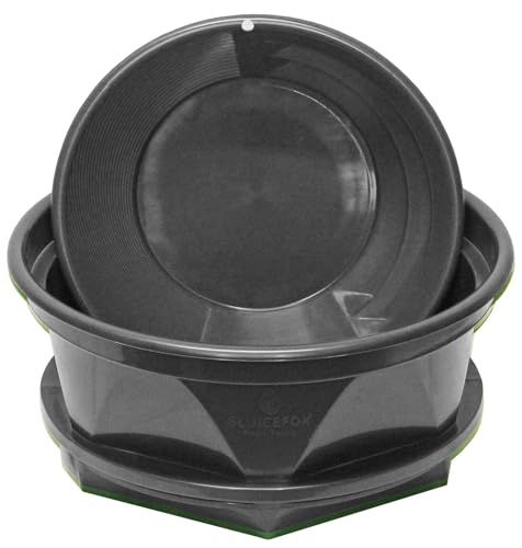 Gold Classifier for Five Gallon Bucket and Bonus Gold pan; Stackable sifting pan Sieve; Gold Sluice Box mesh Strainer; Gold Mining Tools or Shark Tooth Sifter Black 1/5 inch mesh