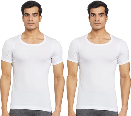 Image of Amul Comfy Men's Cotton Round Neck Half Sleeve Vest - Pack of 2 (#Comfy-RNS)