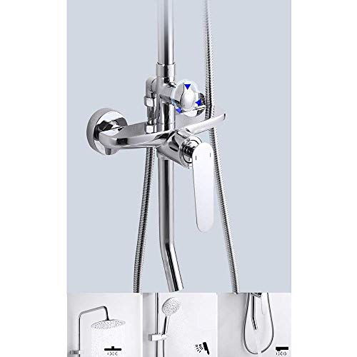 Mitigeur de douche en cuivre argenté avec ensemble de douche réglable 3 modes de jet
