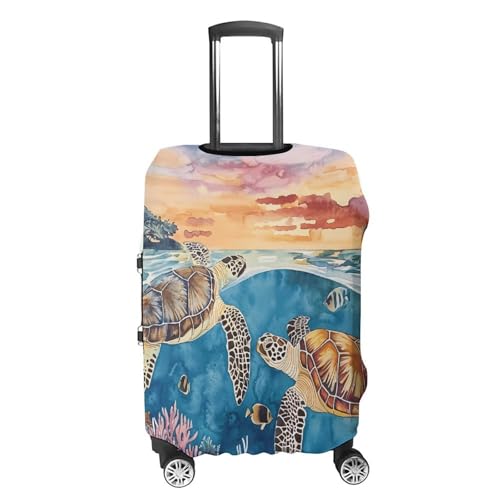 Ocean Turtles Tropical Fish Coral Luggage Covers Washable Travel Suitcase Cover Elastic Baggage Protector4
